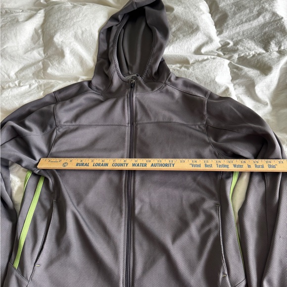 Vintage Champion Gray Performance Y2K green stripe zip hoodie Jacket - Picture 2 of 7